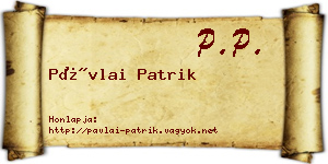 Pávlai Patrik névjegykártya